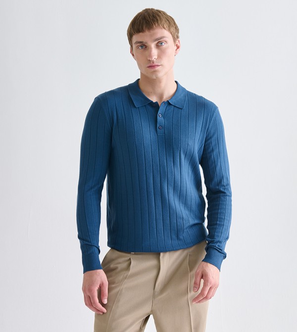 LC Waikiki  V-neck Sweaters - Blue V-neck Sweaters