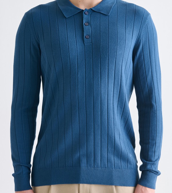 LC Waikiki  V-neck Sweaters - Blue V-neck Sweaters