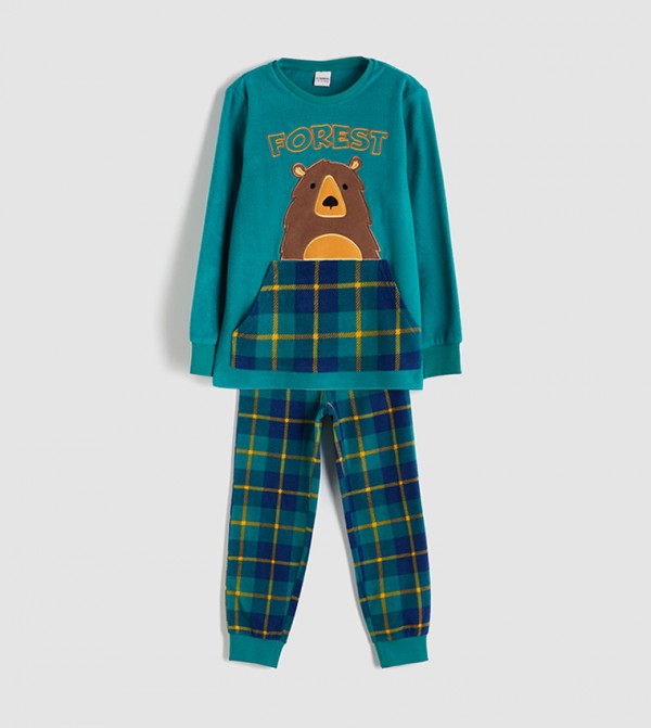 اٍل سي واي كيكي  ملابس نوم - أزرق مخضر مجموعات بلايز وبيجامة