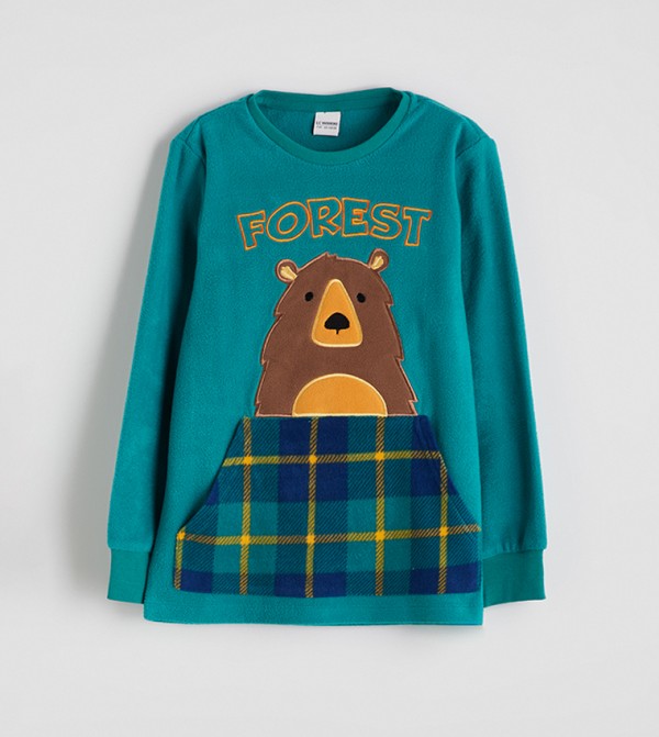 اٍل سي واي كيكي  ملابس نوم - أزرق مخضر مجموعات بلايز وبيجامة