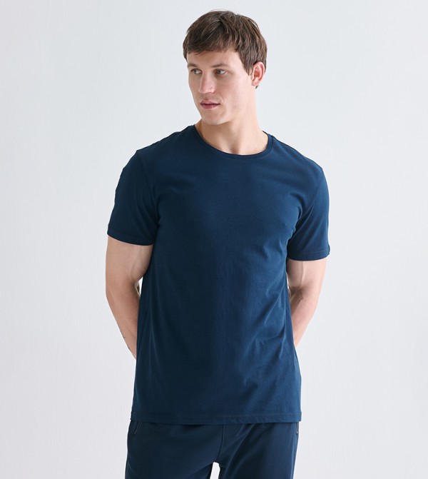 LC Waikiki Round Neck T-Shirts - Navy Round Neck T-Shirts