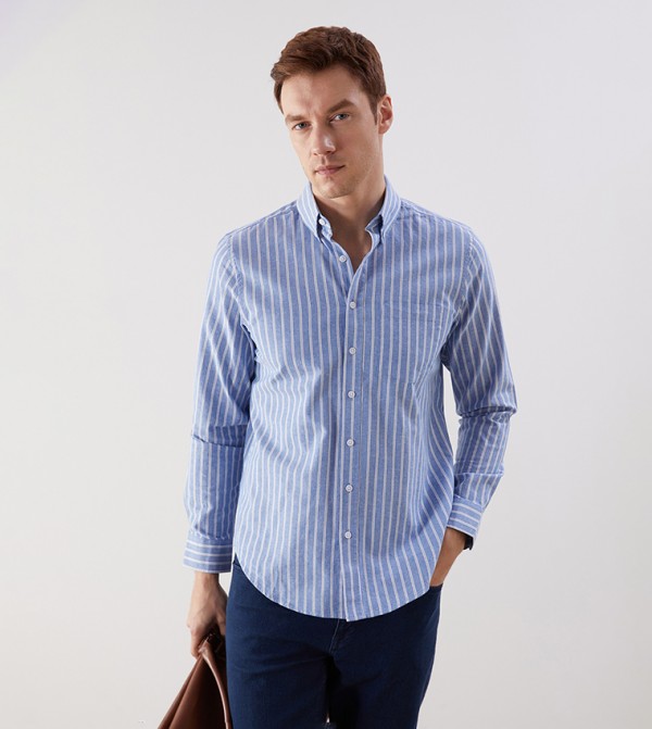 LC Waikiki  Shirts - Blue Long Sleeves