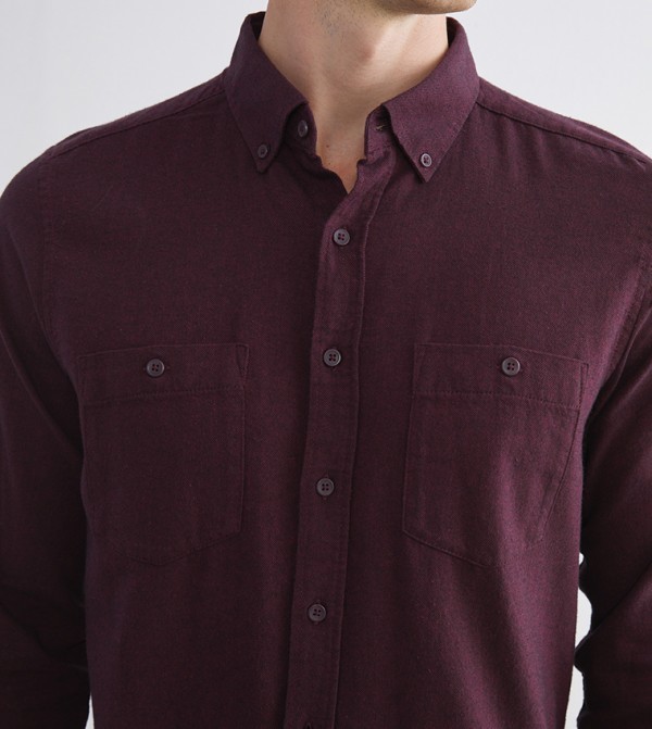 LC Waikiki Shirts - Burgundy Long Sleeves
