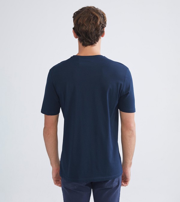 LC Waikiki  T-Shirts - Blue Round Neck T-Shirts