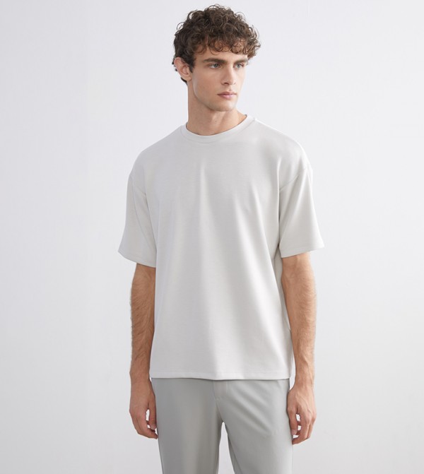 LC Waikiki  T-Shirts - Beige Round Neck T-Shirts