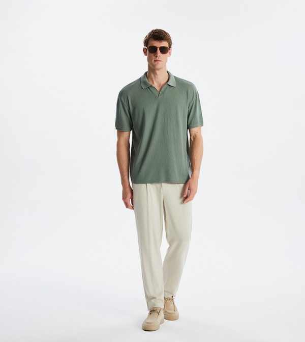 LC Waikiki  T-Shirts - Green Polo T-shirts