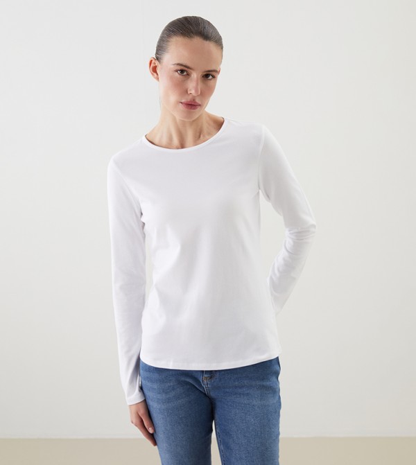 LC Waikiki Long Sleeve T-Shirts - White Long Sleeve T-Shirts