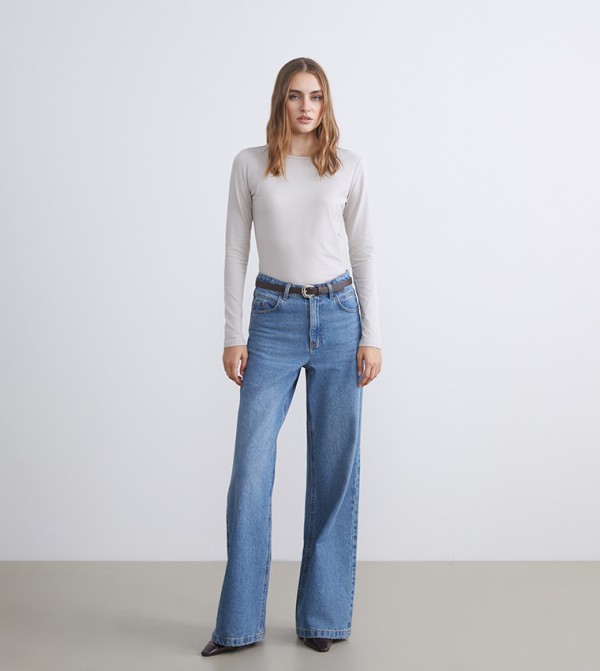 LC Waikiki Long Sleeve T-Shirts - Grey Long Sleeve T-Shirts