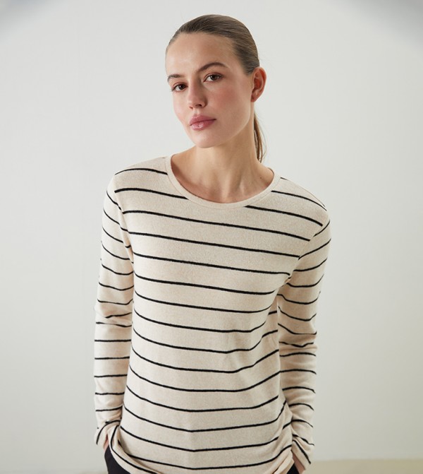 LC Waikiki Long Sleeve T-Shirts - Beige Long Sleeve T-Shirts