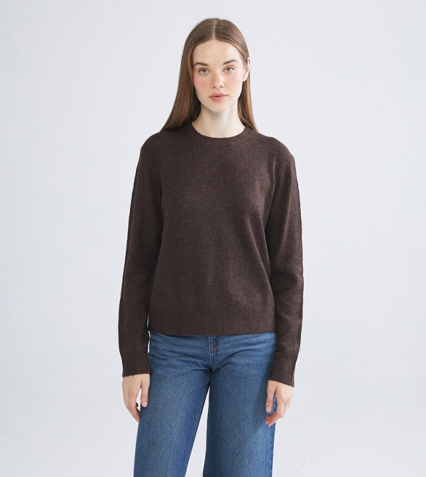 اٍل سي واي كيكي ملابس - بني Round Neck Sweaters