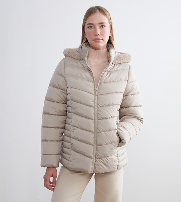 LC Waikiki  Puffer & Quilted Jackets - Beige Puffer & Quilted Jackets
