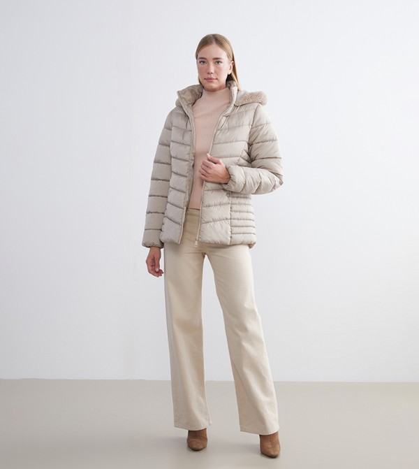 LC Waikiki  Puffer & Quilted Jackets - Beige Puffer & Quilted Jackets