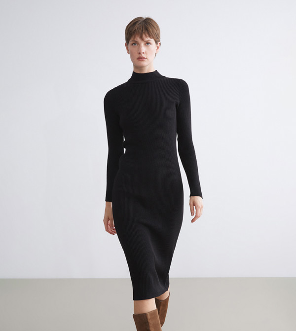 LC Waikiki Dresses - Black Midi Dresses