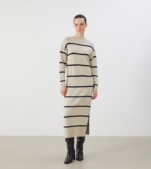 LC Waikiki  Dresses - Beige Midi Dresses