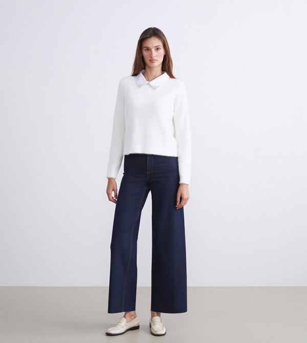 LC Waikiki LC Waikiki - White V-neck Sweaters