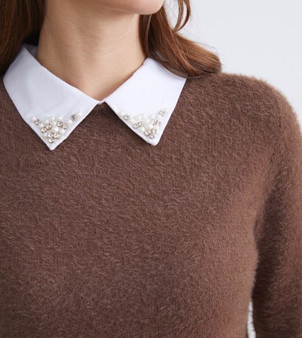 LC Waikiki  Clothing - Brown V-neck Sweaters