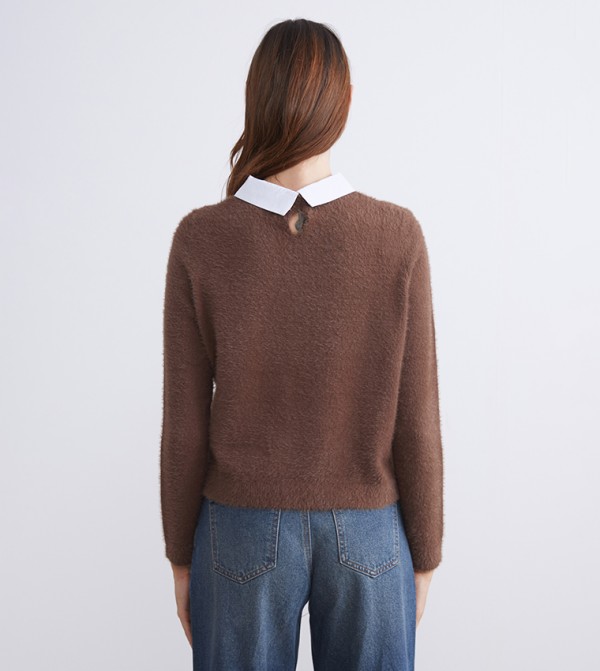 LC Waikiki  Clothing - Brown V-neck Sweaters