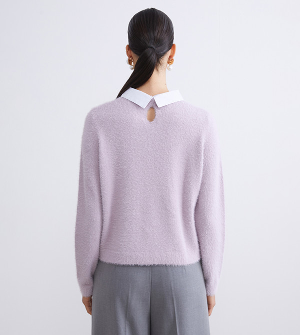 LC Waikiki  Sweaters - Lilac Round Neck Sweaters