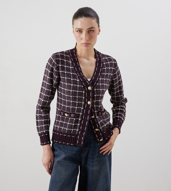 LC Waikiki Sweaters & Cardigans - Burgundy Cardigans