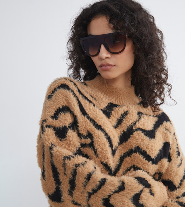 اٍل سي واي كيكي  سترات - بني  Round Neck Sweaters