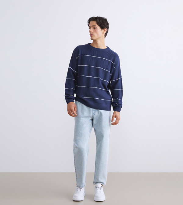 اٍل سي واي كيكي  سترات و كارديغانات  - أزرق Round Neck Sweaters