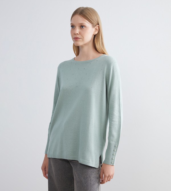 LC Waikiki LC Waikiki - Light Green Round Neck Sweaters