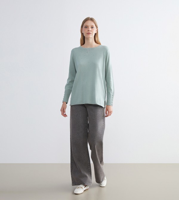 LC Waikiki LC Waikiki - Light Green Round Neck Sweaters