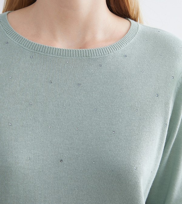 LC Waikiki LC Waikiki - Light Green Round Neck Sweaters