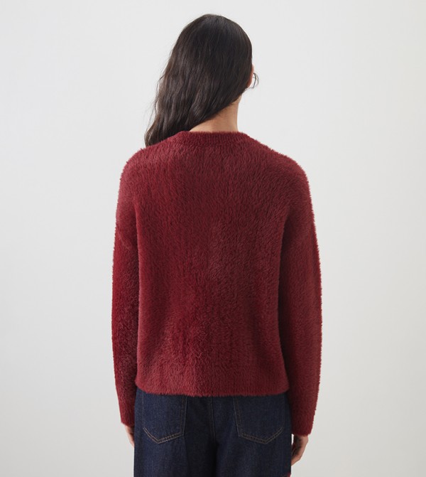 LC Waikiki Sweaters - Burgundy Round Neck Sweaters
