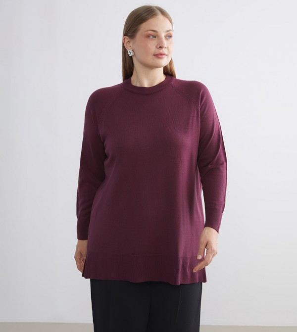 LC Waikiki LC Waikiki - Maroon Round Neck Sweaters