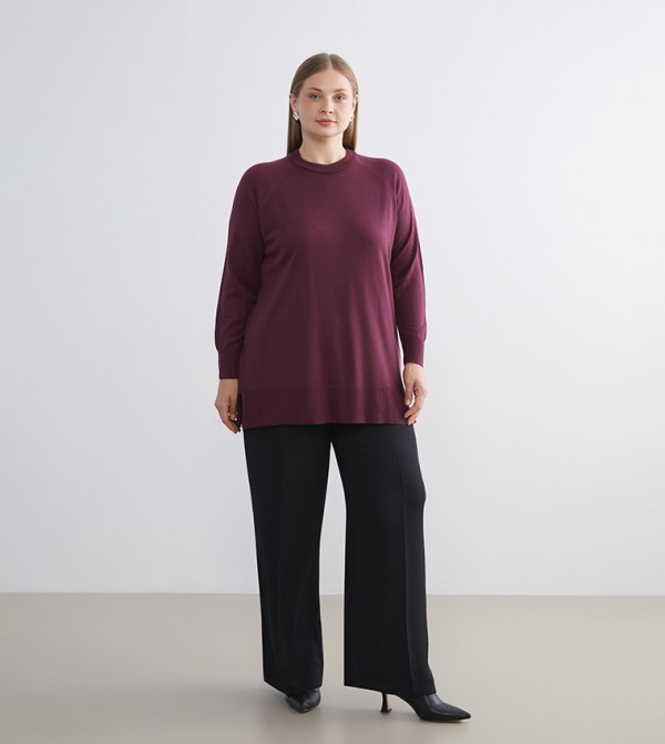 LC Waikiki LC Waikiki - Maroon Round Neck Sweaters