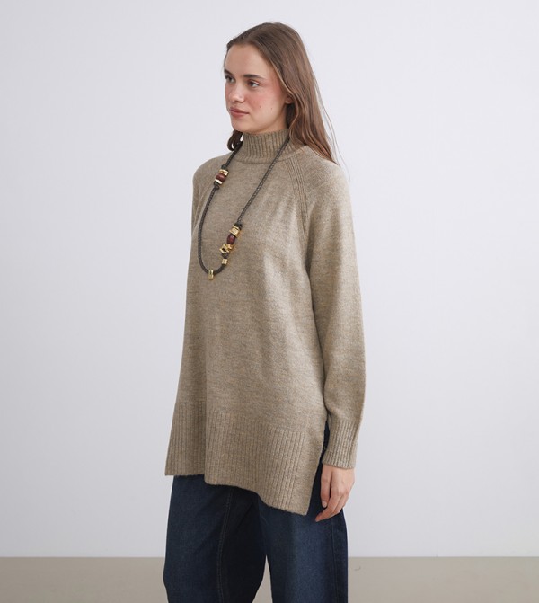 اٍل سي واي كيكي  ملابس - بني  Turtle neck Sweaters