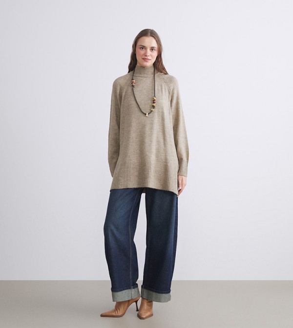 اٍل سي واي كيكي  ملابس - بني  Turtle neck Sweaters