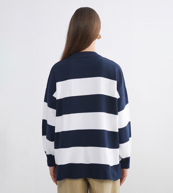 اٍل سي واي كيكي ملابس - كحلي Round Neck Sweaters