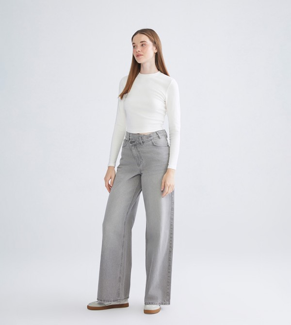 LC Waikiki  Jeans - Grey Wide Leg Jeans