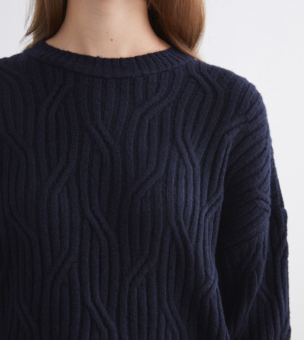 LC Waikiki  Clothing - Navy Round Neck Sweaters