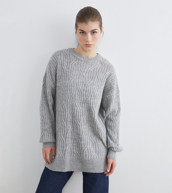 LC Waikiki Sweaters & Cardigans - Grey Round Neck Sweaters