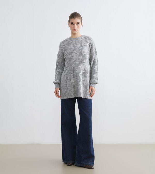 LC Waikiki Sweaters & Cardigans - Grey Round Neck Sweaters