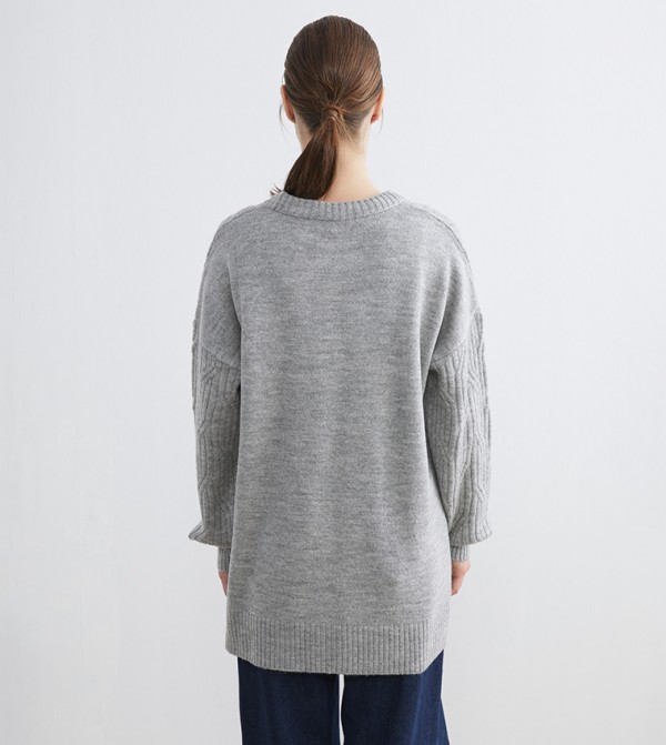 LC Waikiki Sweaters & Cardigans - Grey Round Neck Sweaters