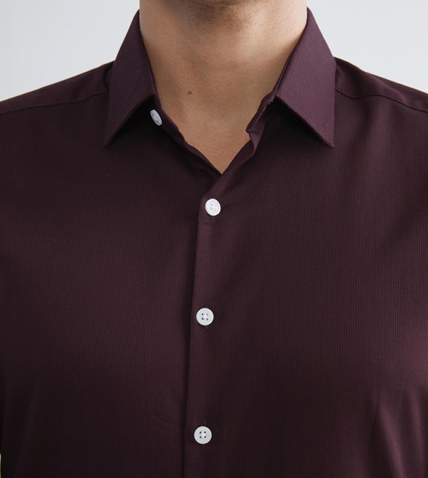 LC Waikiki  Formal Shirts - Maroon Long Sleeves