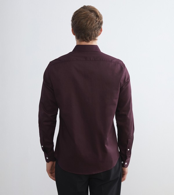 LC Waikiki  Formal Shirts - Maroon Long Sleeves