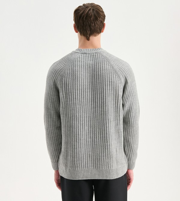 LC Waikiki  Sweaters & Cardigans - Grey Round Neck Sweaters