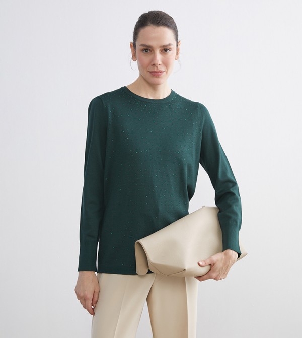 LC Waikiki  - Green Round Neck Sweaters