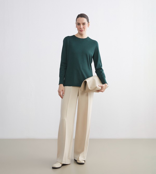 LC Waikiki  - Green Round Neck Sweaters