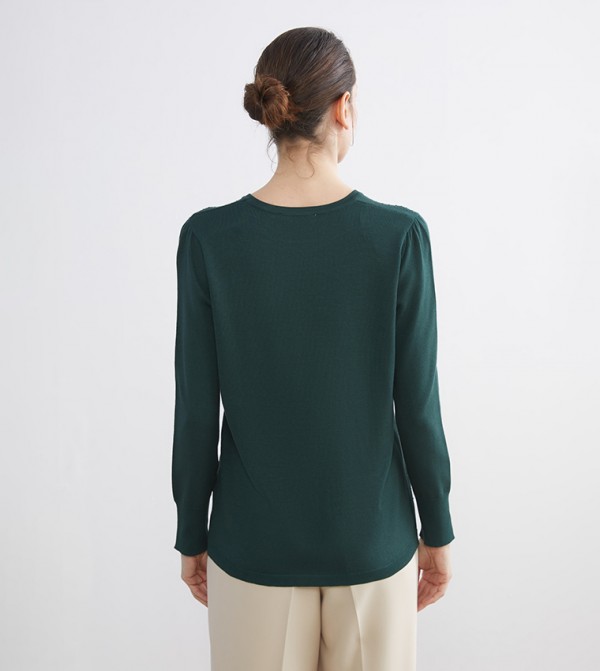 LC Waikiki  - Green Round Neck Sweaters