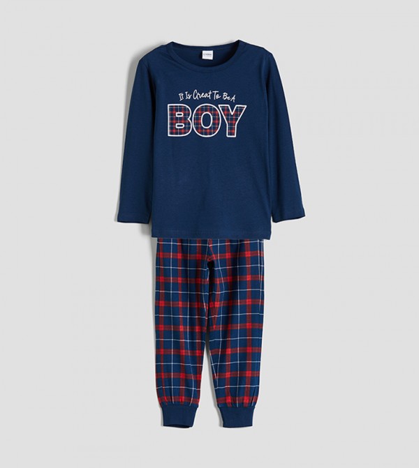 اٍل سي واي كيكي  ملابس - كحلي مجموعات بلايز وبيجامة