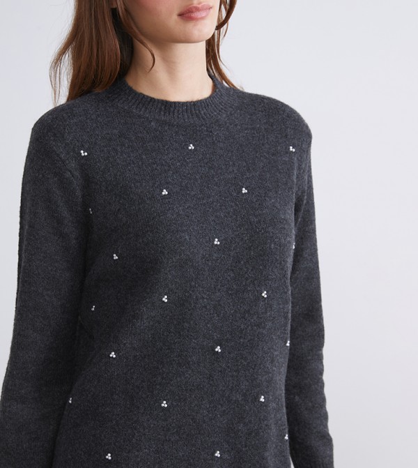 LC Waikiki Women - Grey Round Neck Sweaters