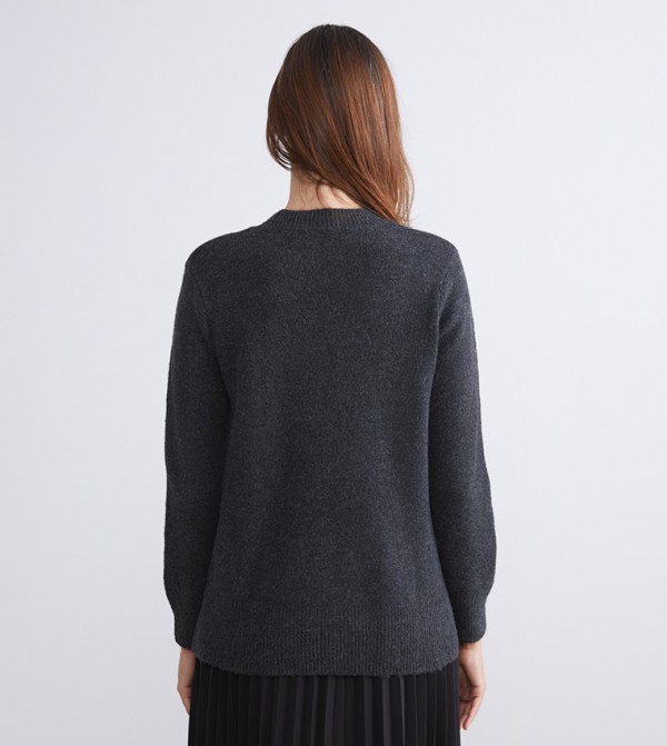 LC Waikiki Women - Grey Round Neck Sweaters