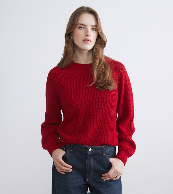 LC Waikiki LC Waikiki - Red Round Neck Sweaters