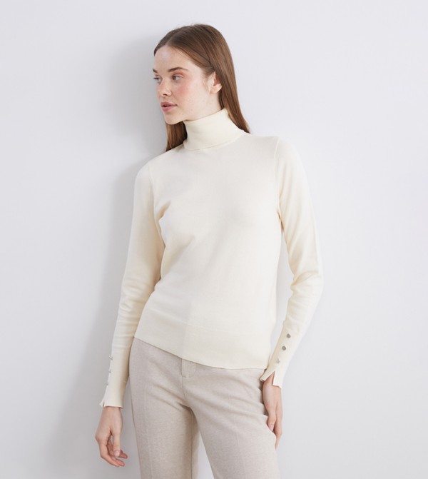 اٍل سي واي كيكي ملابس - كريمي Turtle neck Sweaters